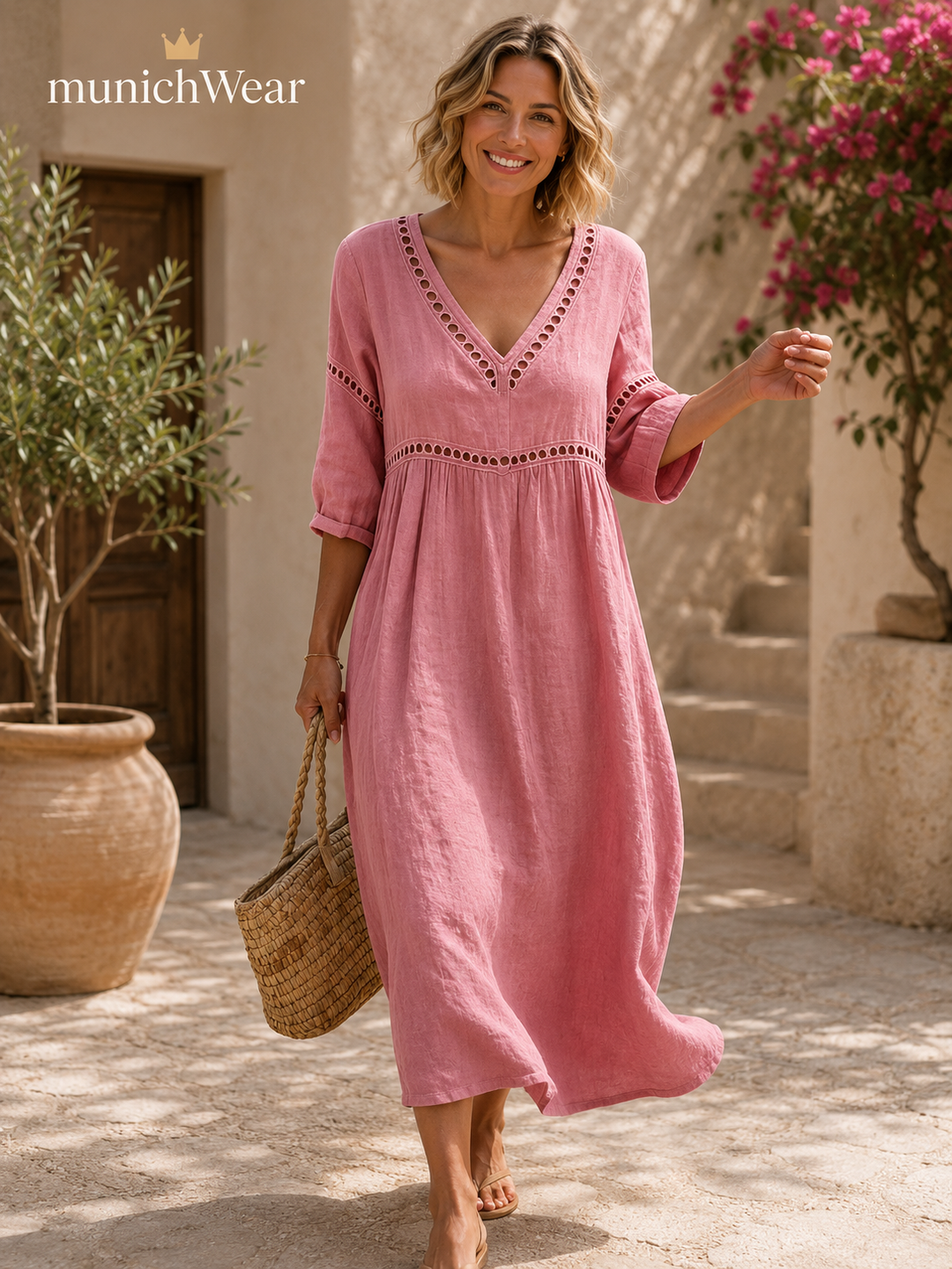 Quessia™ – Soft-Touch-Kleid mit V-Ausschnitt