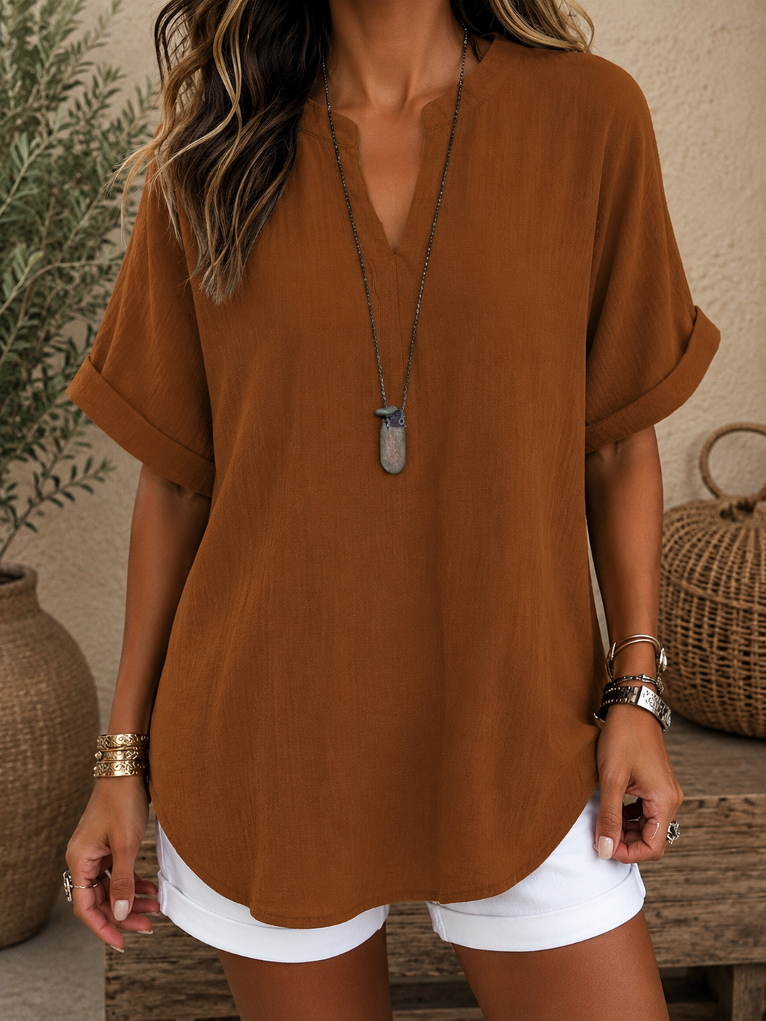 Mila™ | Airy V-Neck Summer Blouse