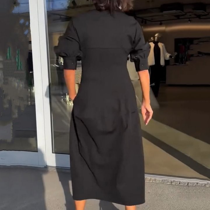 Elegant V-Neck Collared Dress