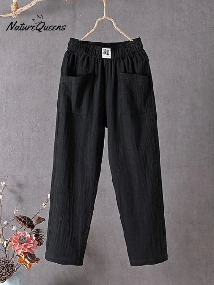 Casual Plain Natural Ankle Pants Straight Pants