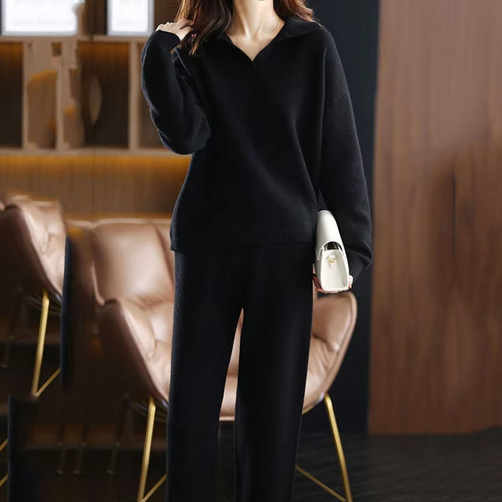 Derla™ | Soft knit collared lounge sweater set