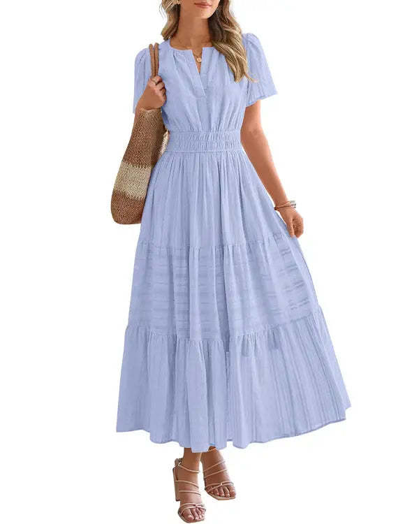 Smocked Waist Tiered Maxi Dress