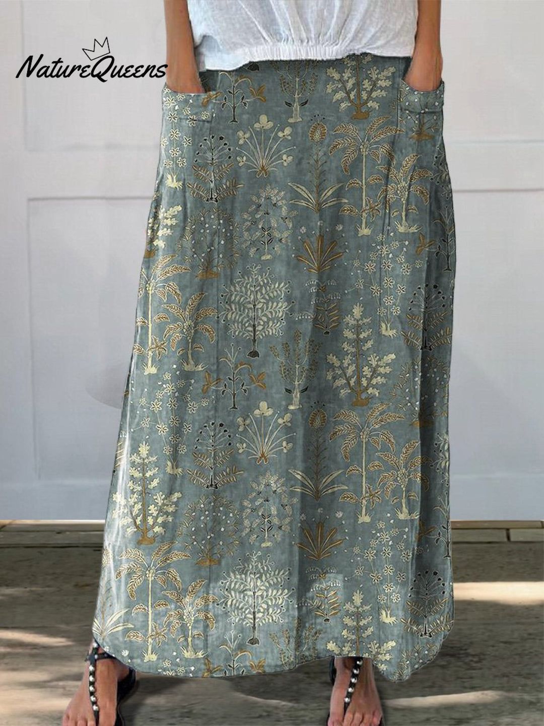 Woodland Vegetation Pattern Printed Women&