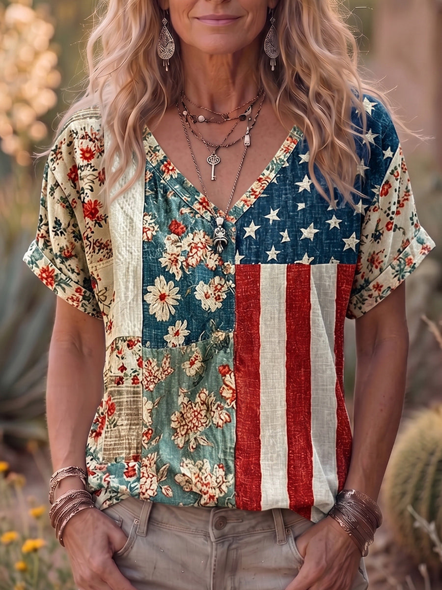 Retro Printed Cotton T-shirt