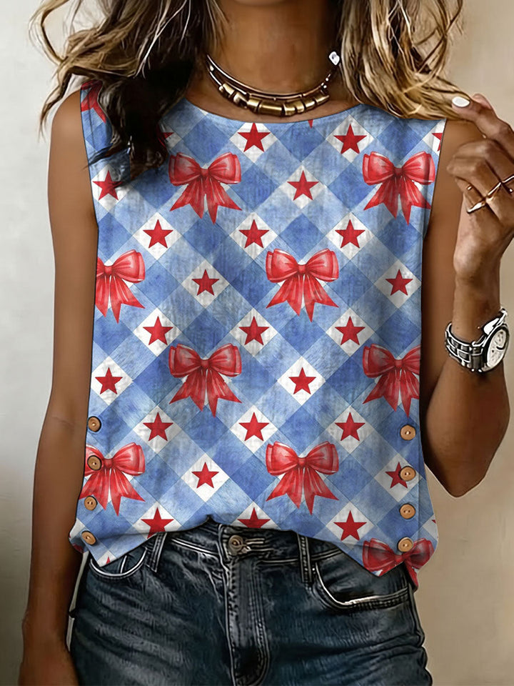 Independence Day Bow And Star Decorative Pattern Women&