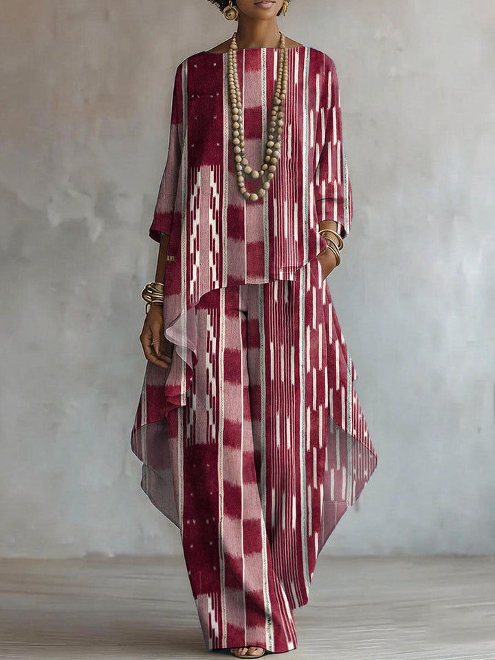 Elegant Retro Geometry Print Two-piece Set