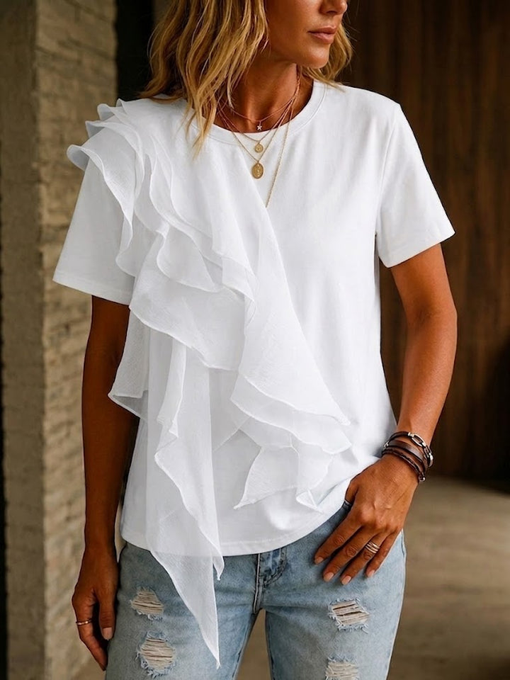 Casual &amp; Comfortable Ruffled Cotton T-shirt