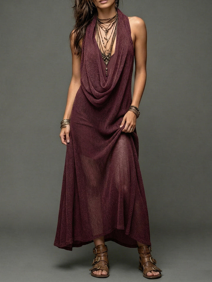 Sexy Casual Cowl-neck Knit Two-piece Dress Set