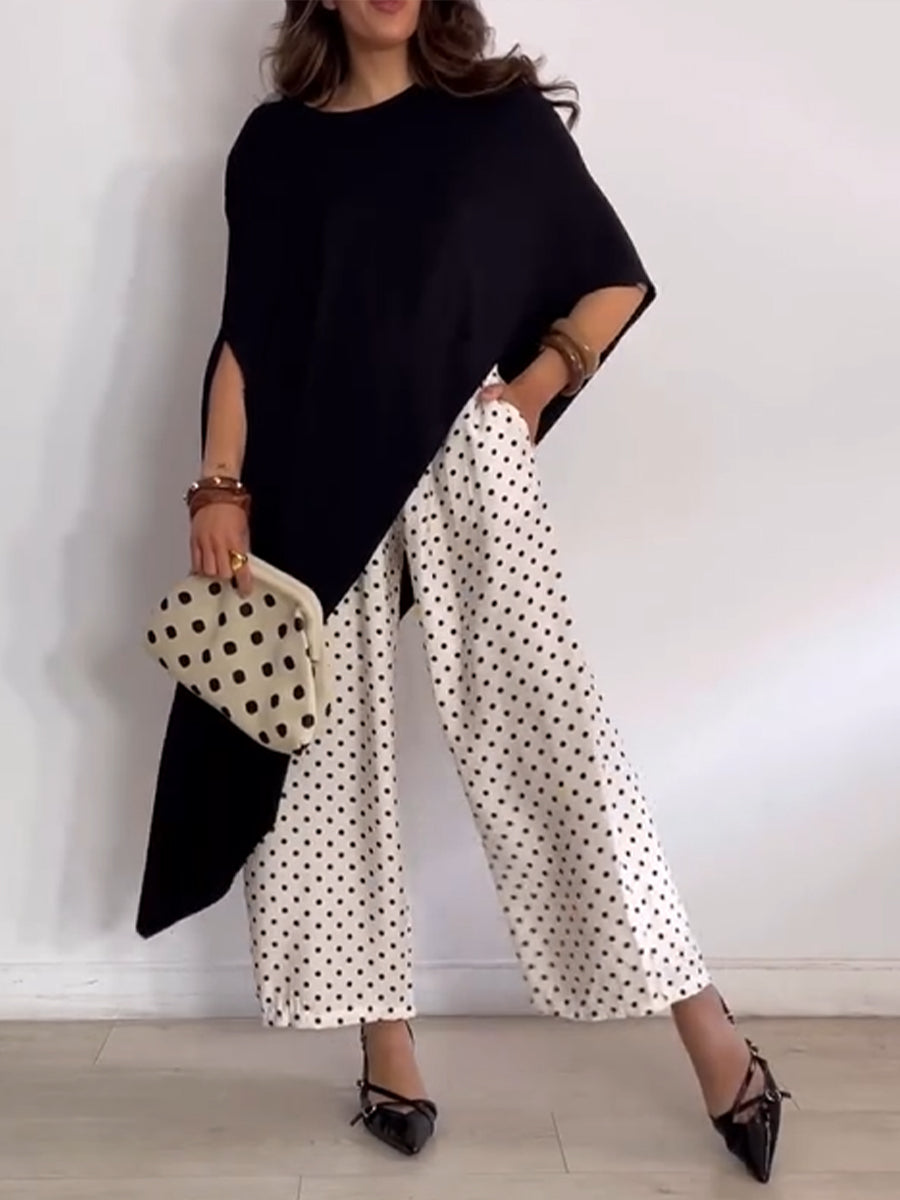 Loose-fit Casual Cotton Top With Asymmetrical Hem