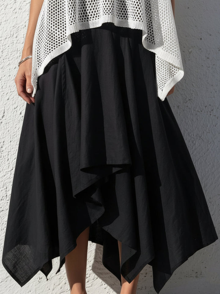 Openwork Knit Sleeveless Top + Asymmetric Linen Slip Dress Co-ord