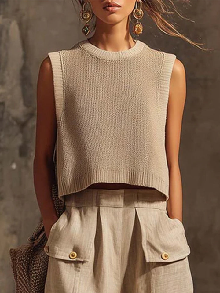 Elegant Round-neck Cozy Knit Top