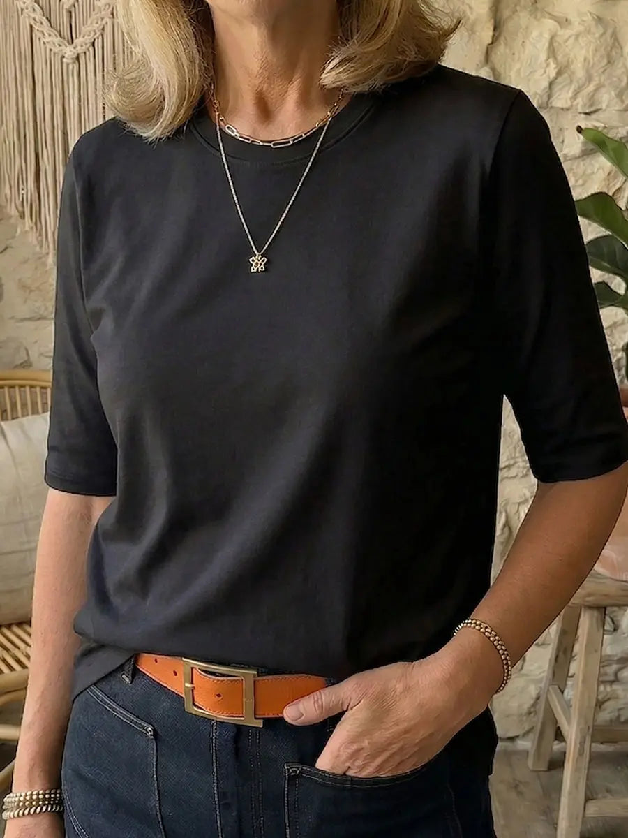 Cozy Minimalist Half-sleeve 100% Cotton T-shirt