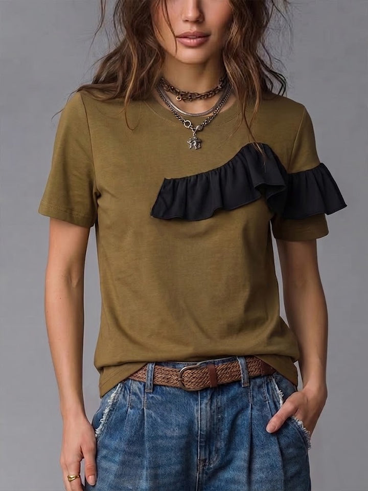 Casual &amp; Comfortable Ruffled Cotton T-shirt