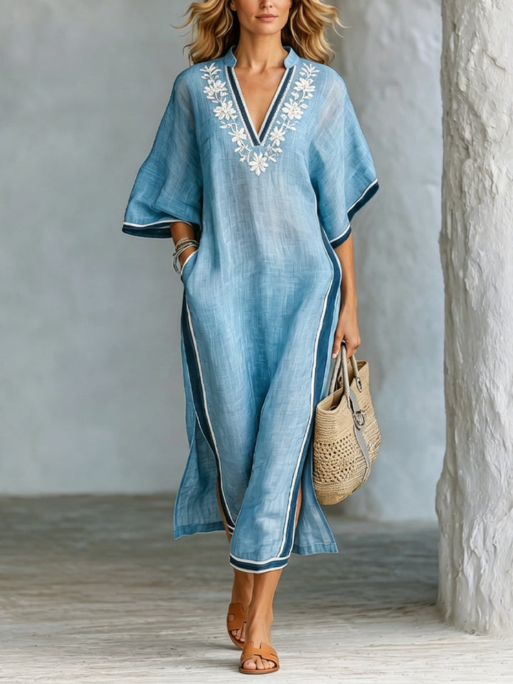 Loose-fit Casual Linen And Cotton Dress