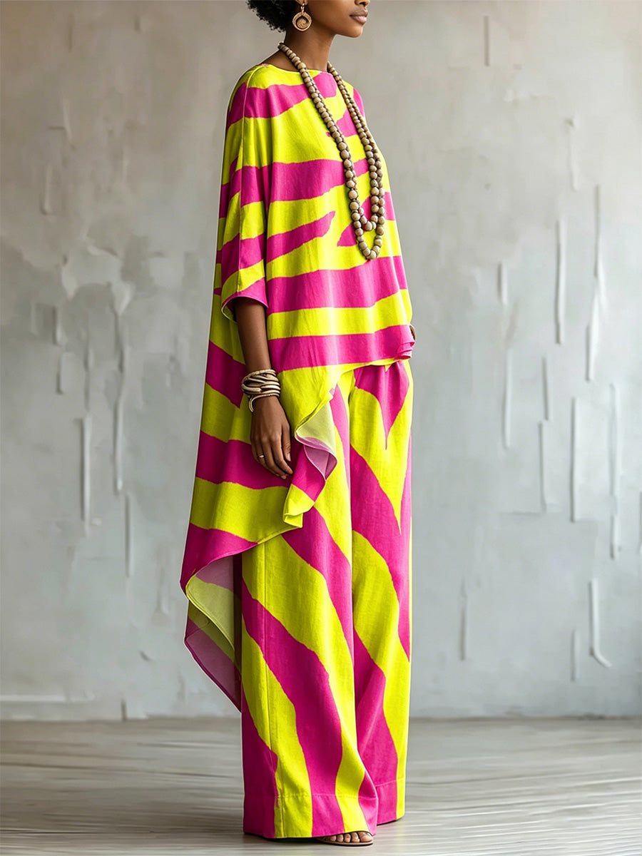 Elegant &amp; Artistic Color-block Line Two-piece Set