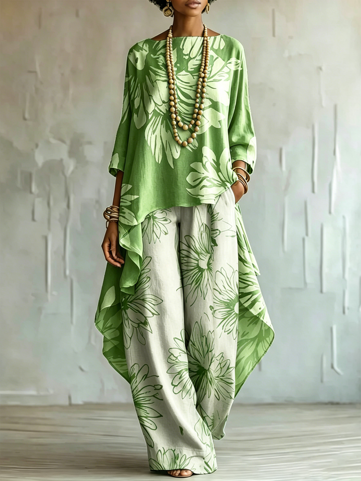 Elegant &amp; Artistic Floral Line-art Two-piece Set