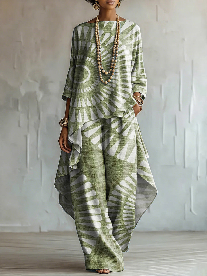 Elegant &amp; Artistic Abstract-line Two-piece Set