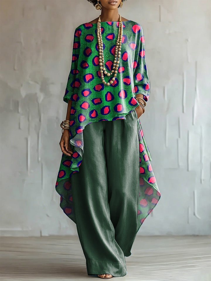 Elegant &amp; Artistic Color-block Leopard Print Two-piece Set