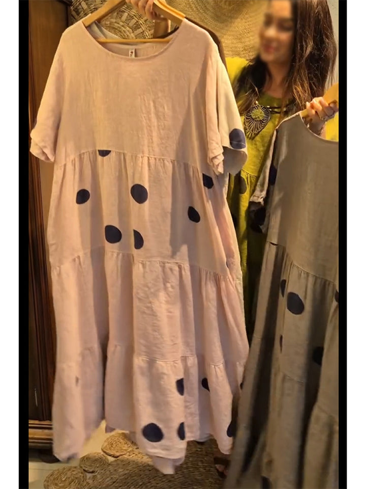 Casual and Cozy Polka-Dot Linen and Cotton Dress