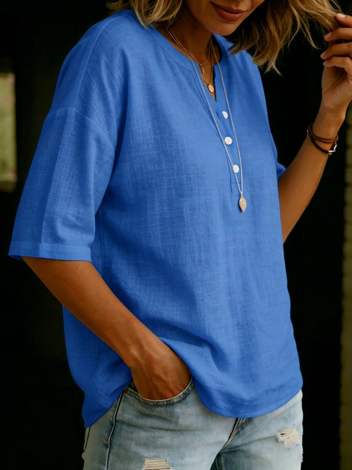 Casual &amp; Cozy Classic Cotton-linen Henley Shirt