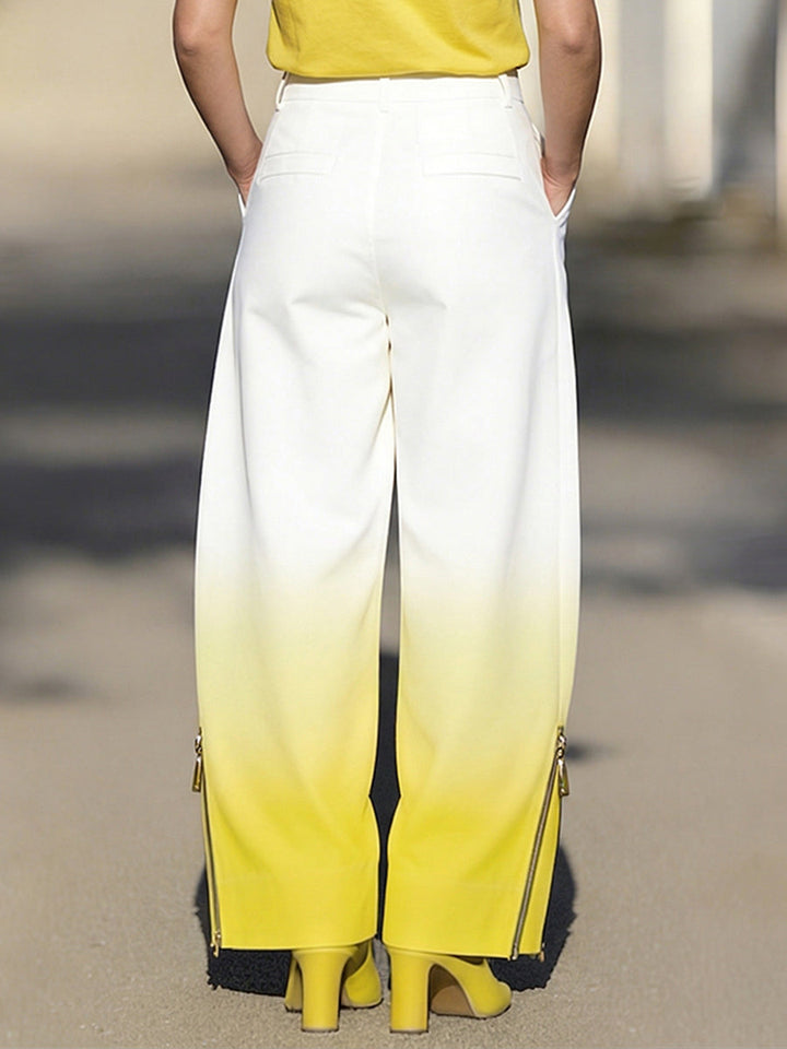 Stylish Casual Zipper Details Loose Wide-leg Pants