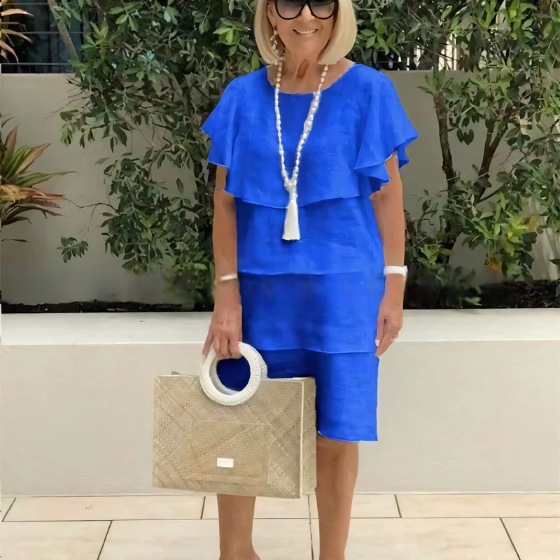 Elegant Layered Flutter Sleeve Dress